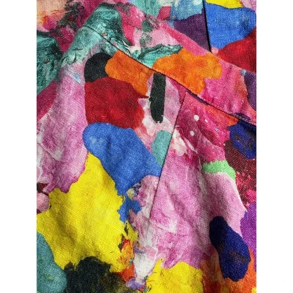 Gorman Bright Colorful 100% Linen Pants Wide Leg Crop Women's 12 - Picture 9 of 14